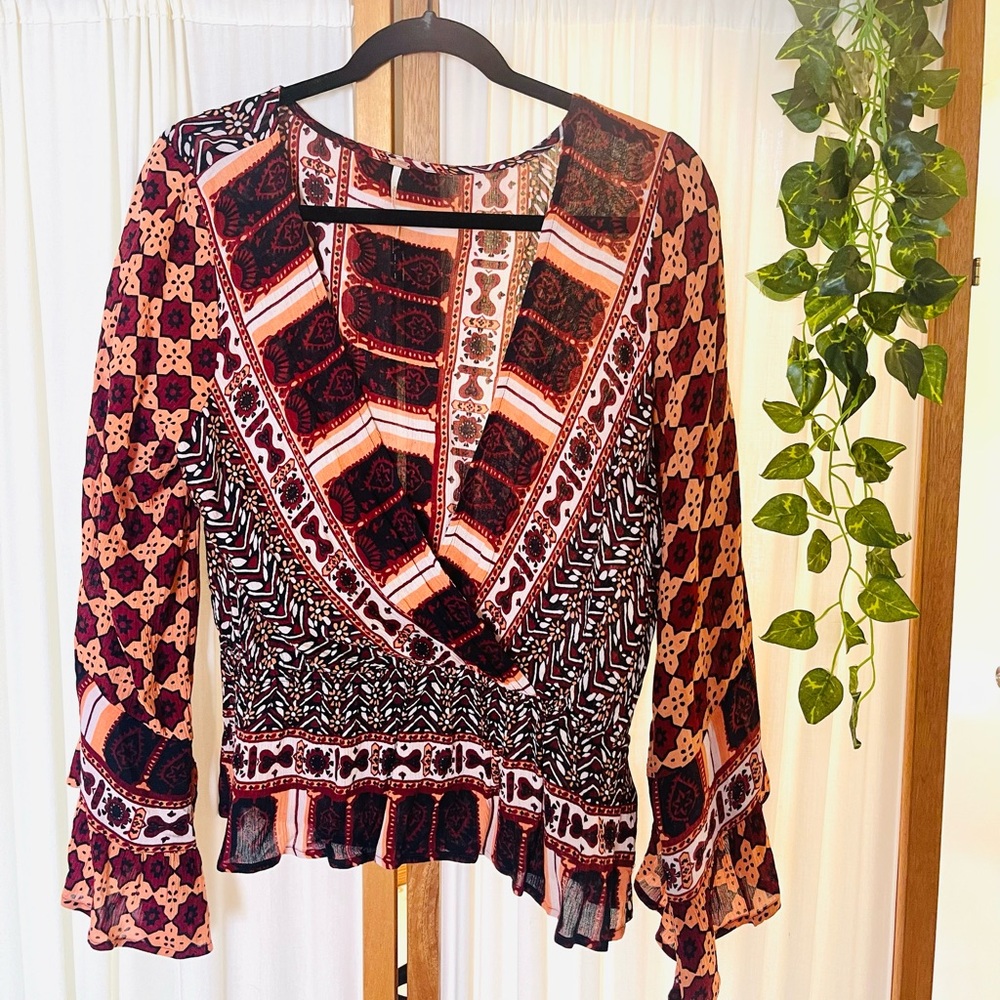 Free People bell sleeve blouse